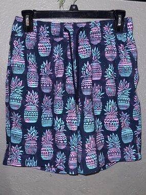 Goodfellow & Co Navy Tropical Print Swim Shorts with Pink & Teal Accents